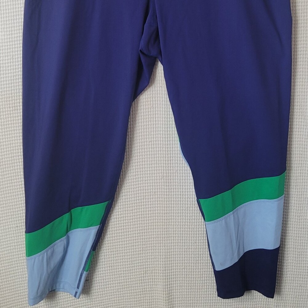 NWT IDEOLOGY Women's Leggings Sz XXL Navy-Lt Blue-Green UPF 50+ Pocket, Rapidry